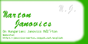 marton janovics business card